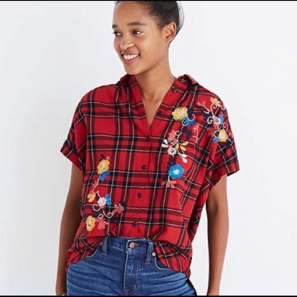 Madewell Embroidered Central Shirt in Dahl Plaid💋
